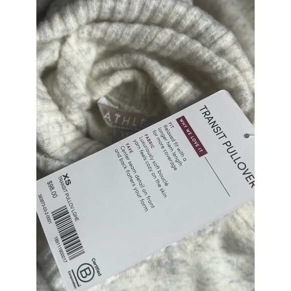 Athleta Transit Pullover Sweater XS Space Dye Cream Gray Turtleneck NWT $98 - Picture 7 of 7